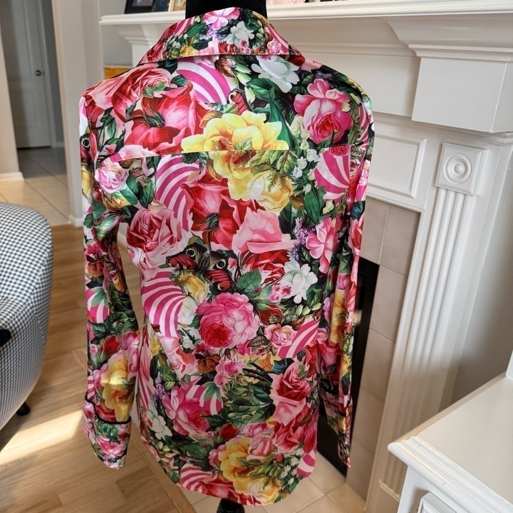 VICTORIA'S SECRET X MARY KATRANTZOU Satin Button Down Pajama Top Size XS GUC - Picture 2 of 7